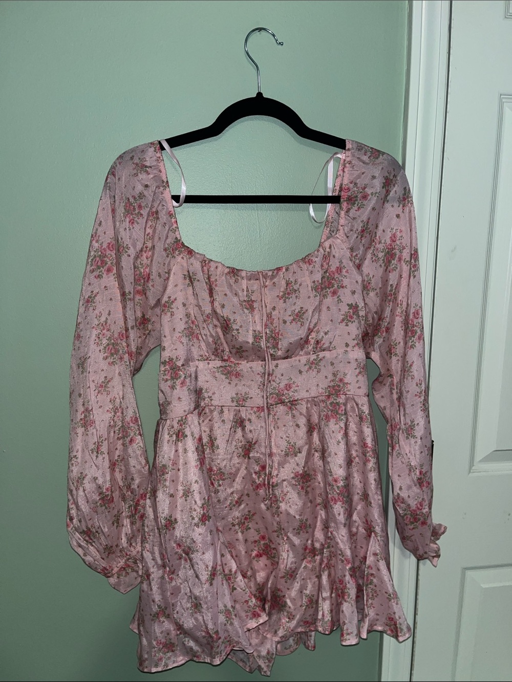 Pink Floral Long-Sleeve Romper
